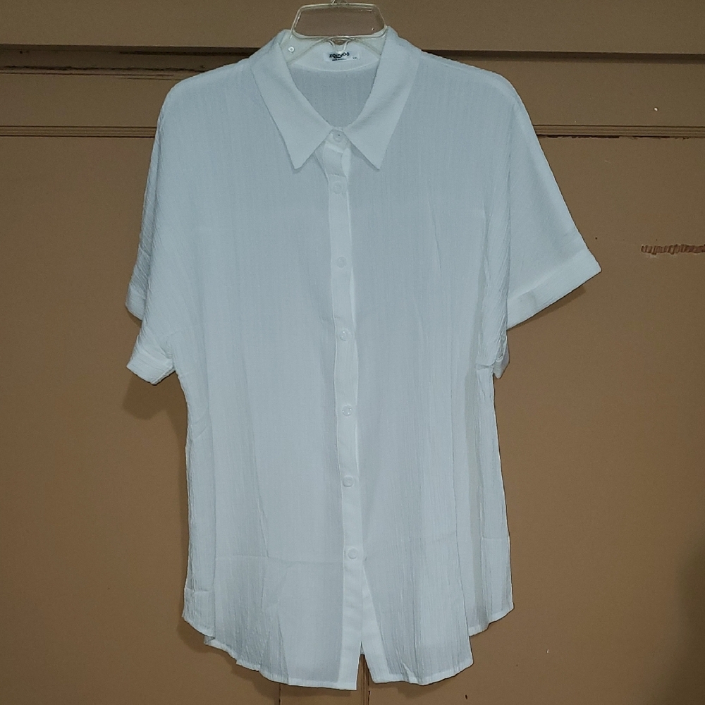 Zeagoo White Casual Button Down Shirt